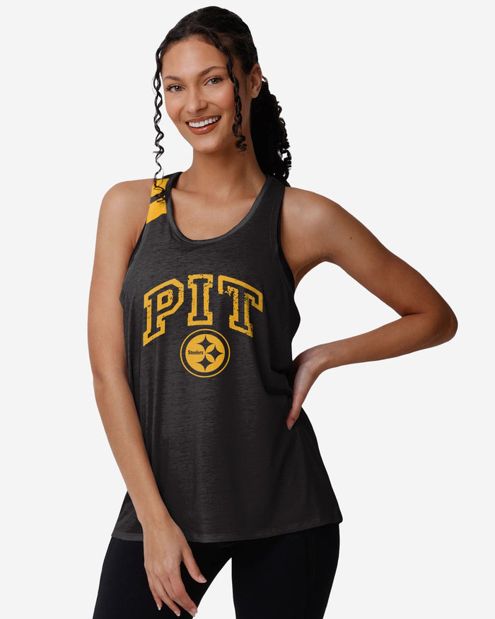 Pittsburgh Steelers Womens Team Twist Sleeveless Top FOCO S - FOCO.com
