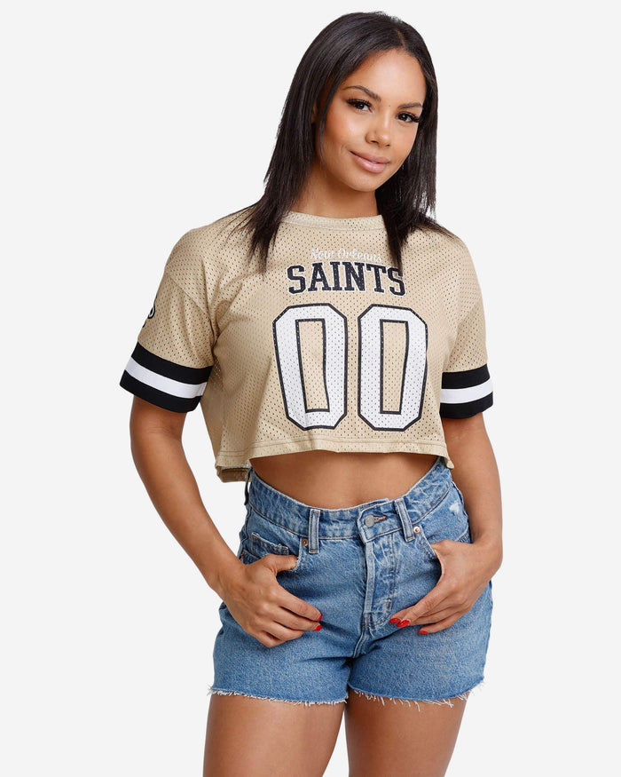 New Orleans Saints Womens Gameday Mesh Crop Top FOCO S - FOCO.com
