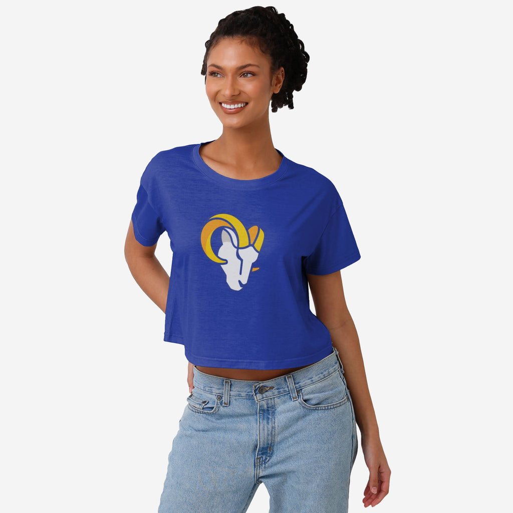 FOCO Los Angeles Rams NFL Womens Solid Big Logo Crop Top