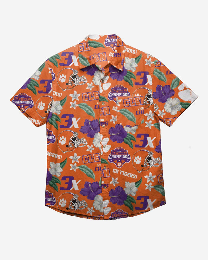 Clemson Tigers 2018 Football National Champions Floral Button Up Shirt FOCO - FOCO.com