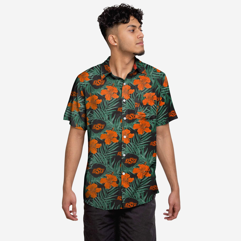 Oklahoma State Cowboys Hibiscus Button Up Shirt FOCO S - FOCO.com