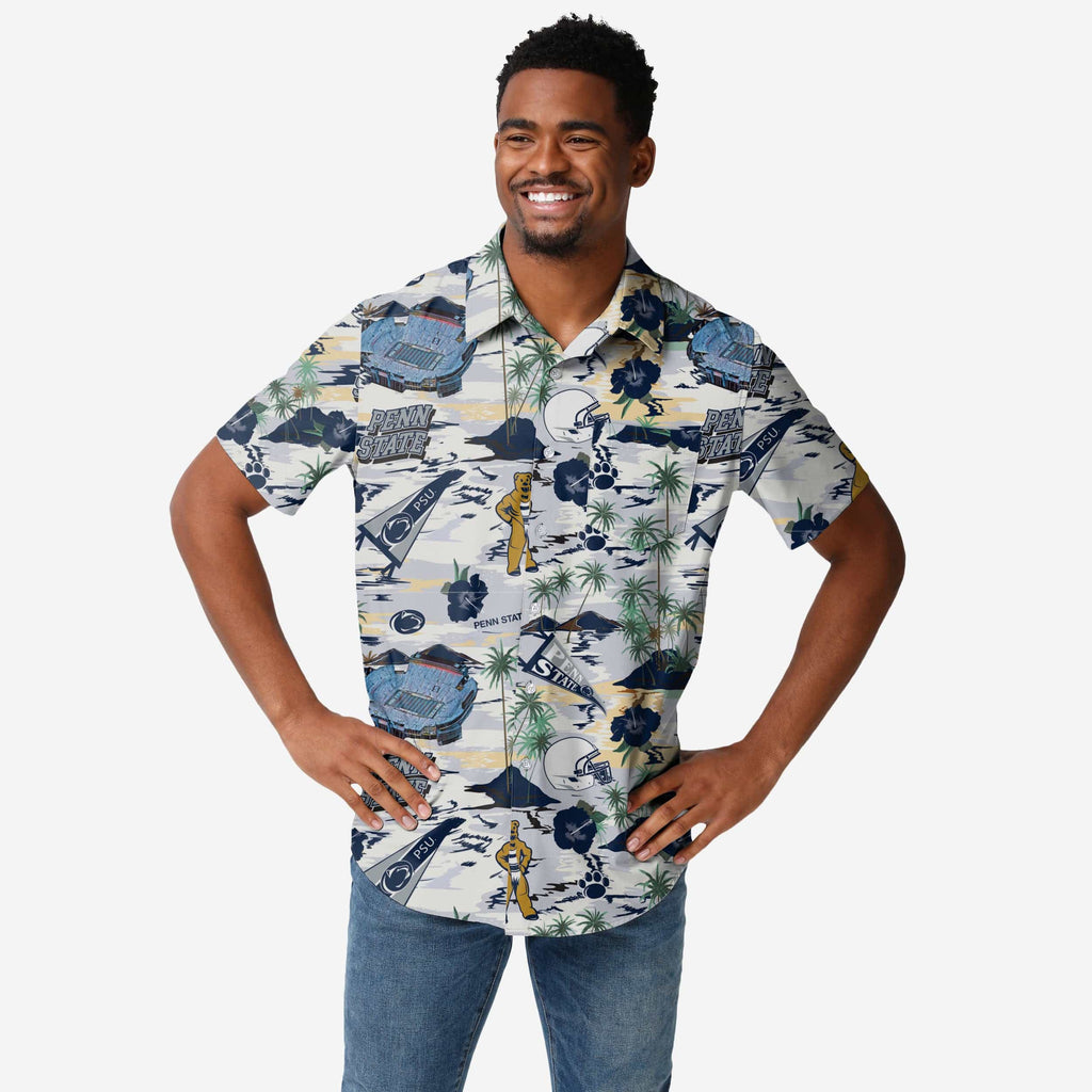 Penn State Nittany Lions Thematic Stadium Print Button Up Shirt FOCO S - FOCO.com