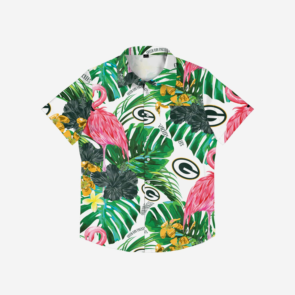 Green Bay Packers Flamingo Button Up Shirt