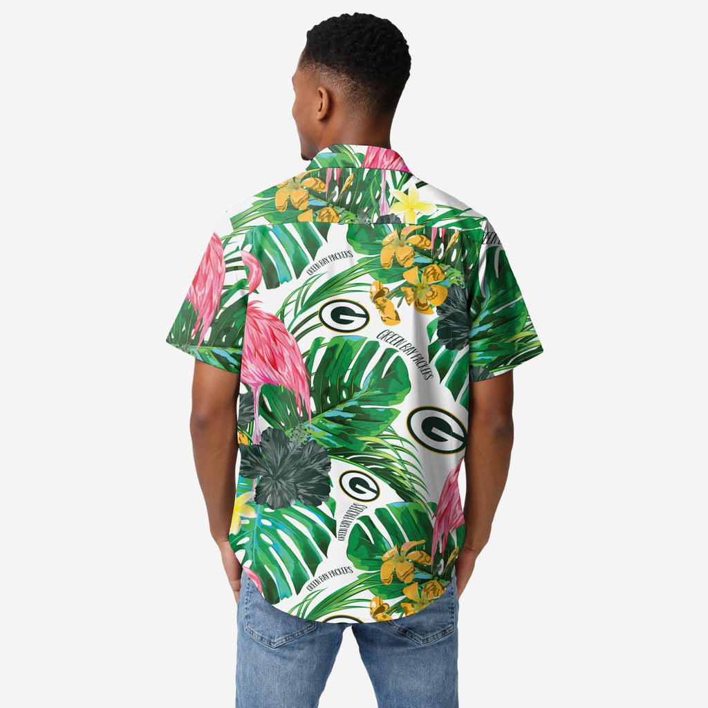 FOCO Green Bay Packers NFL Mens Flamingo Button Up Shirt