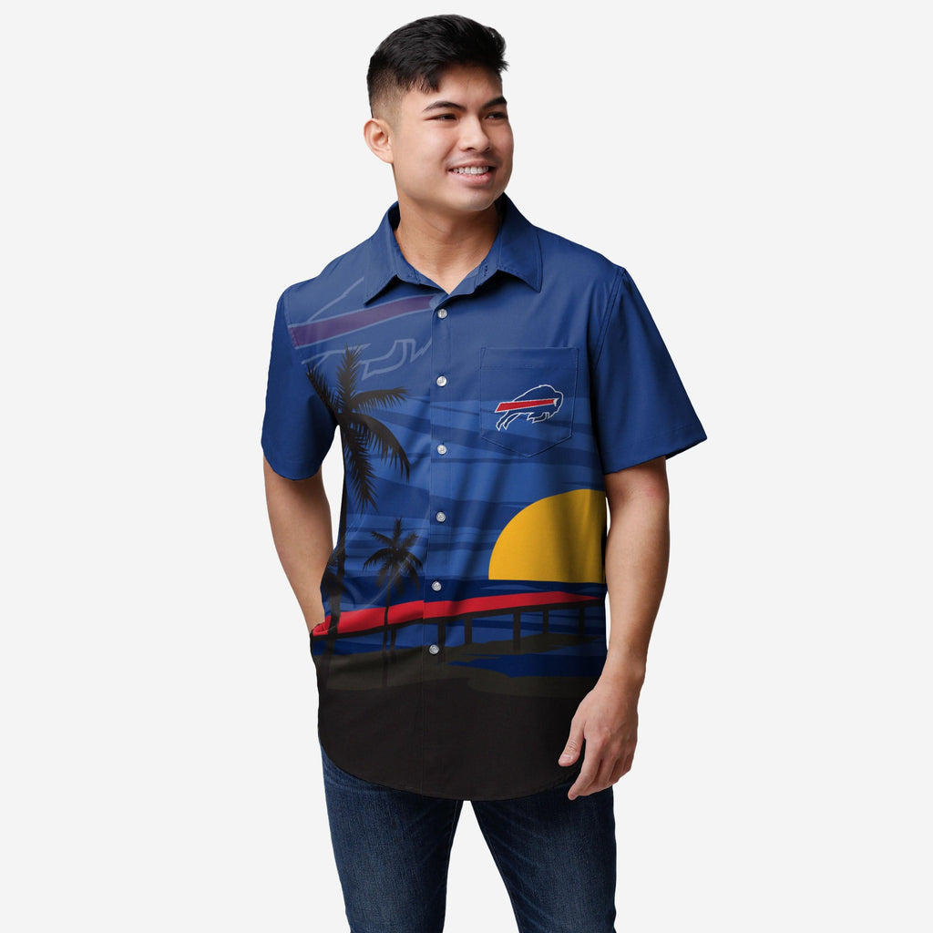 Buffalo Bills Tropical Sunset Button Up Shirt FOCO S - FOCO.com