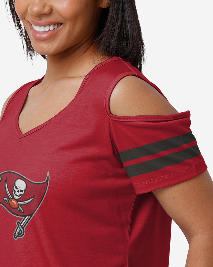 Tampa Bay Buccaneers Womens Cold Shoulder T-Shirt FOCO - FOCO.com