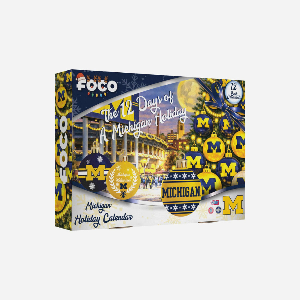 Michigan Wolverines Ornament Set Advent Calendar FOCO - FOCO.com