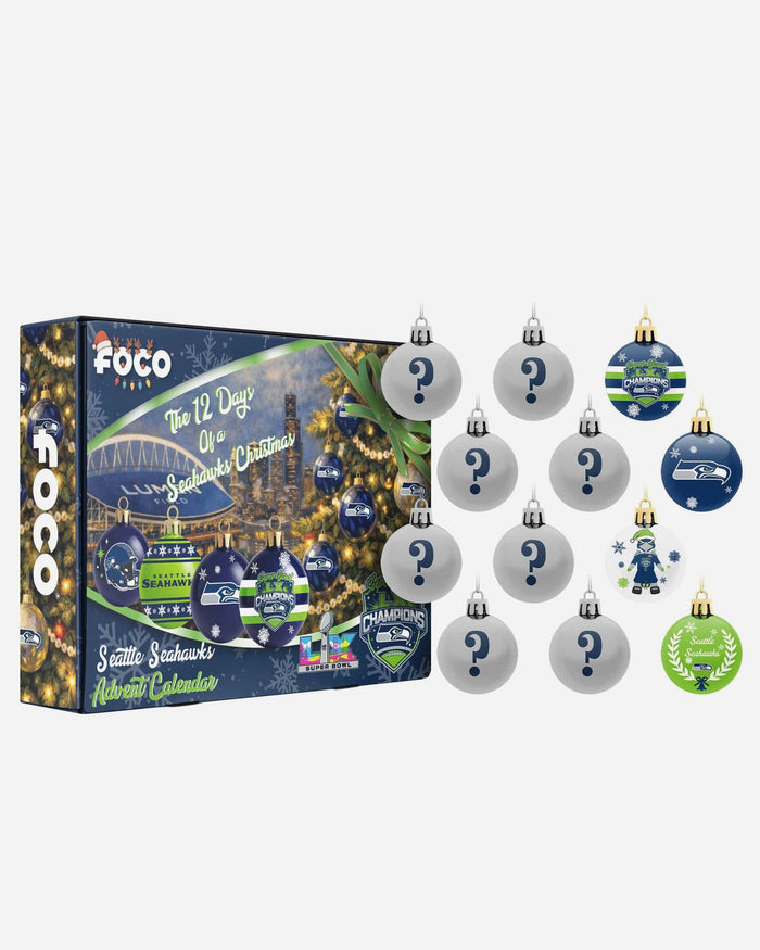 Seattle Seahawks Super Bowl LX Champions Advent Calendar Ornament Set FOCO - FOCO.com