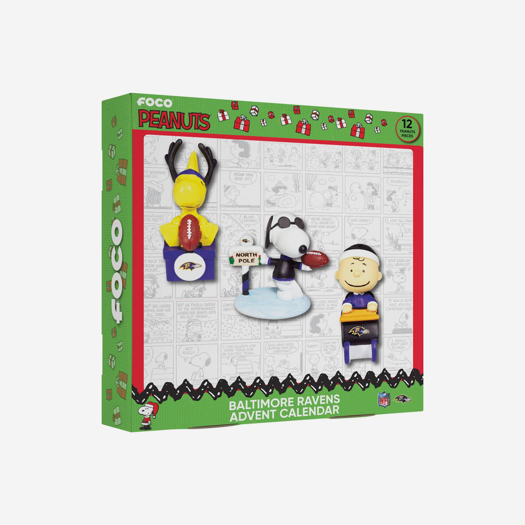 Baltimore Ravens Peanuts Bobblehead Advent Calendar FOCO - FOCO.com