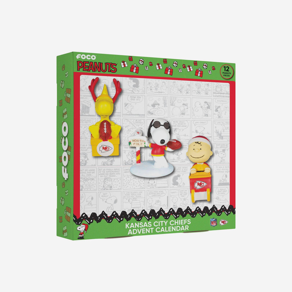 Kansas City Chiefs Peanuts Bobblehead Advent Calendar FOCO - FOCO.com