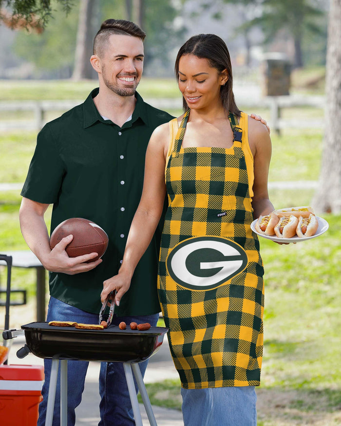 Green Bay Packers Plaid Apron FOCO - FOCO.com