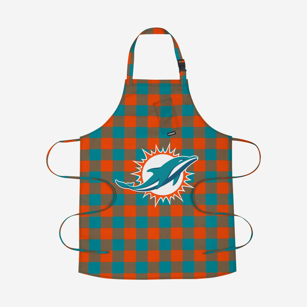 Miami Dolphins Plaid Apron FOCO - FOCO.com