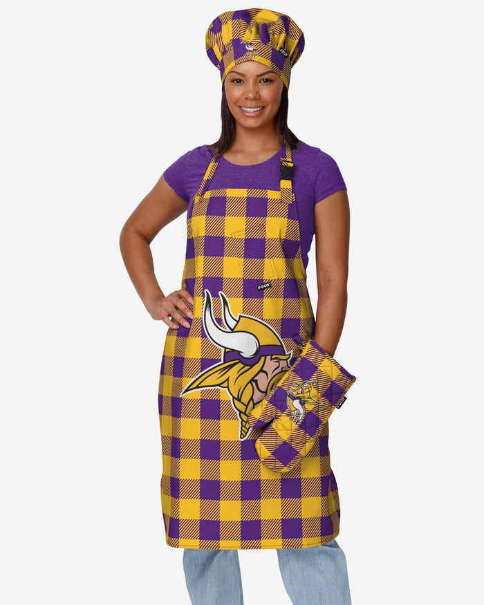 Minnesota Vikings Plaid Apron FOCO - FOCO.com