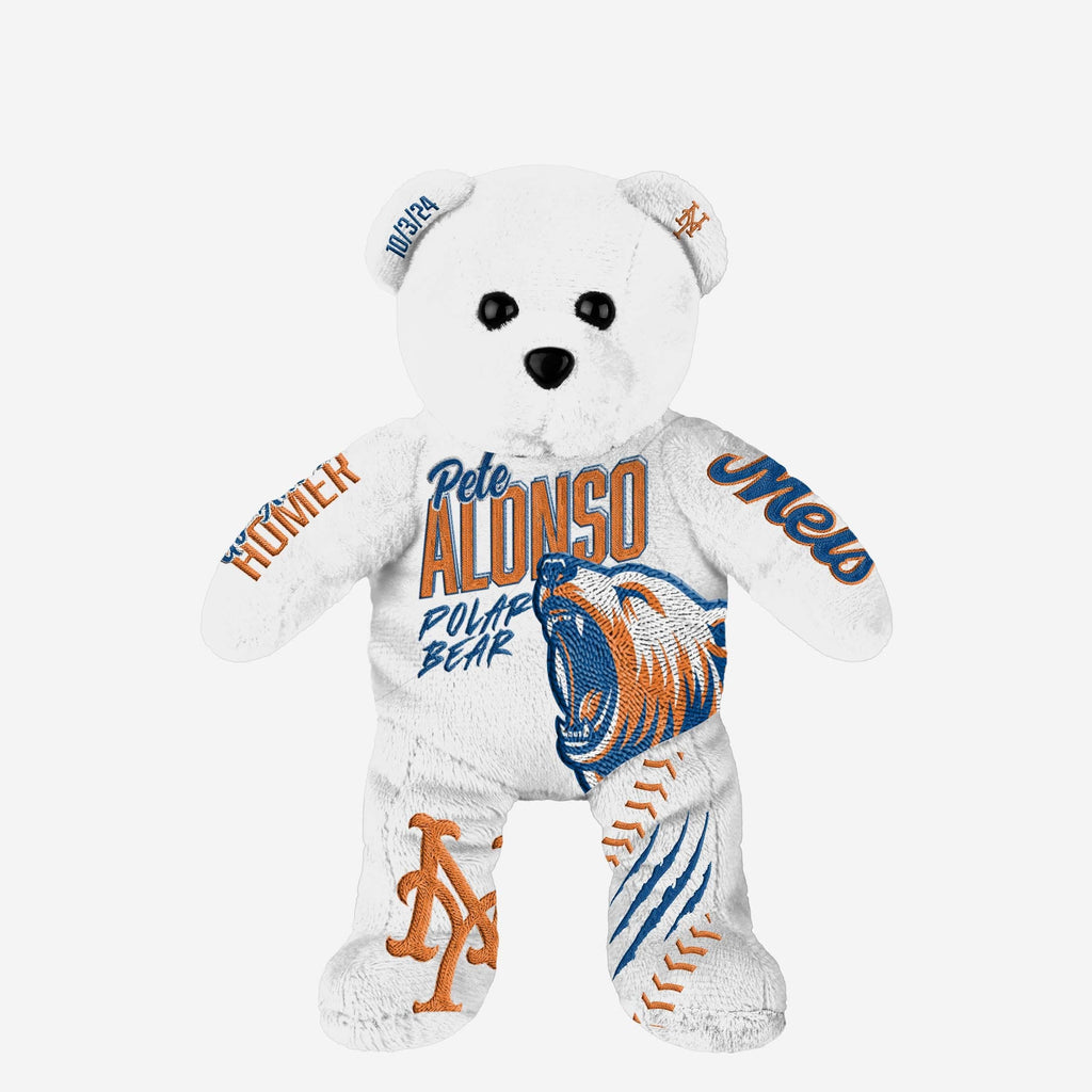 Pete Alonso New York Mets The Polar Bear Team Beans Embroidered Player Bear FOCO - FOCO.com