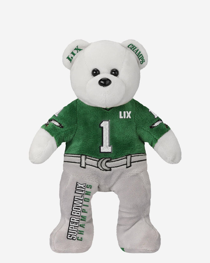 Jalen Hurts Philadelphia Eagles Superbowl LIX Champions Kelly Green Player Team Beans Embroided Bear FOCO - FOCO.com