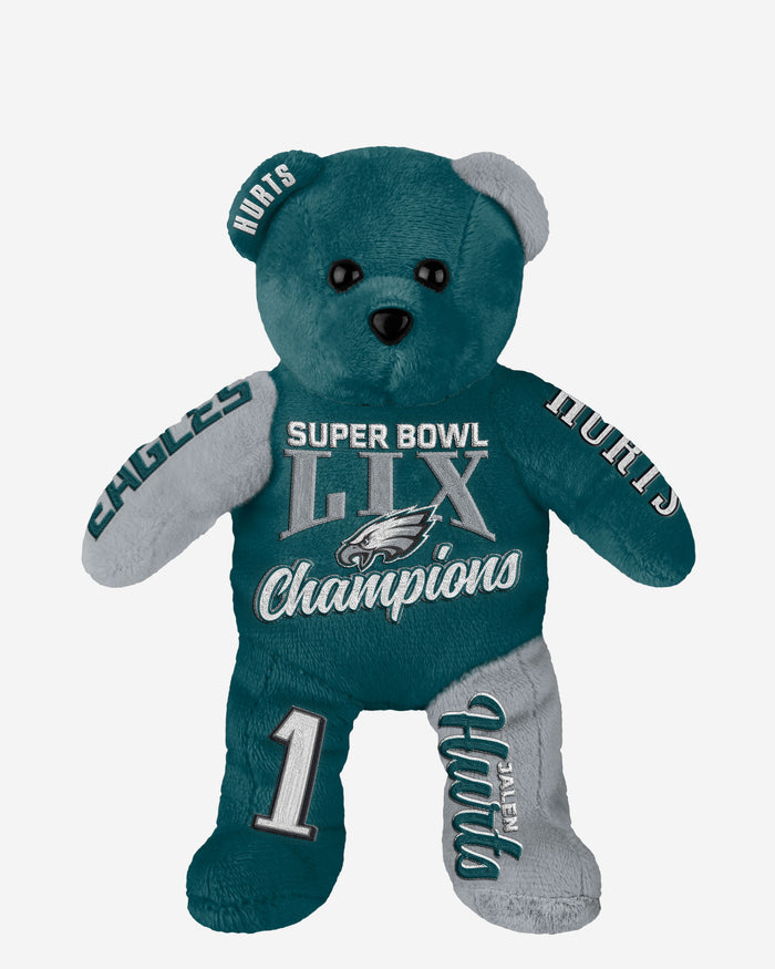 Jalen Hurts Philadelphia Eagles Super Bowl LIX Champions Team Beans Embroidered Player Bear FOCO - FOCO.com