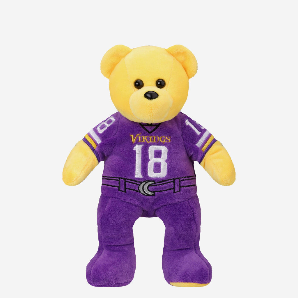 Justin Jefferson Minnesota Vikings Home Uniform Team Beans Embroidered Player Bear FOCO - FOCO.com