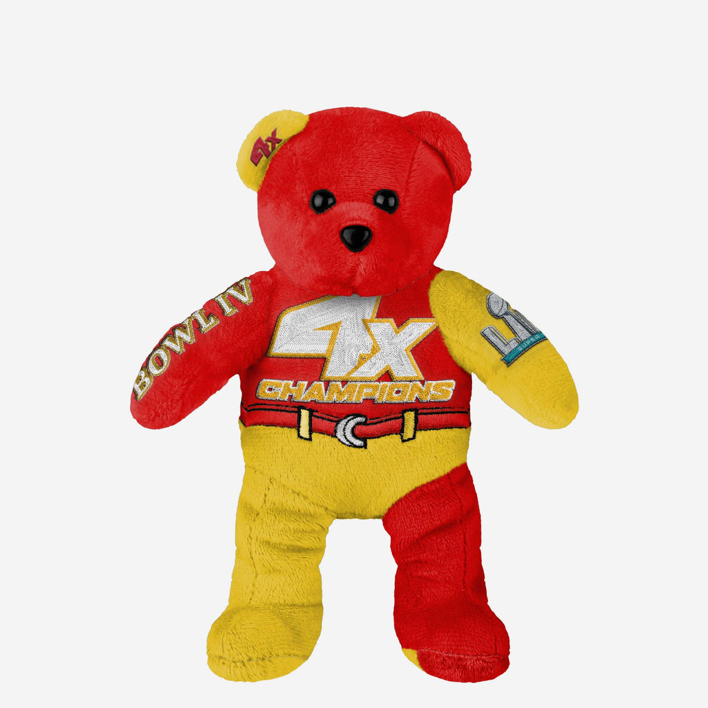 Kansas City Chiefs 4x Super Bowl LVIII Champions Team Beans Embroidered Bear FOCO - FOCO.com