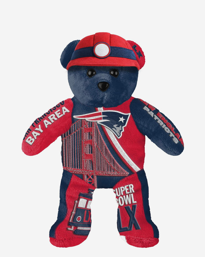 New England Patriots AFC Super Bowl LX Bound Team Beans Thematic Embroidered Bear FOCO - FOCO.com