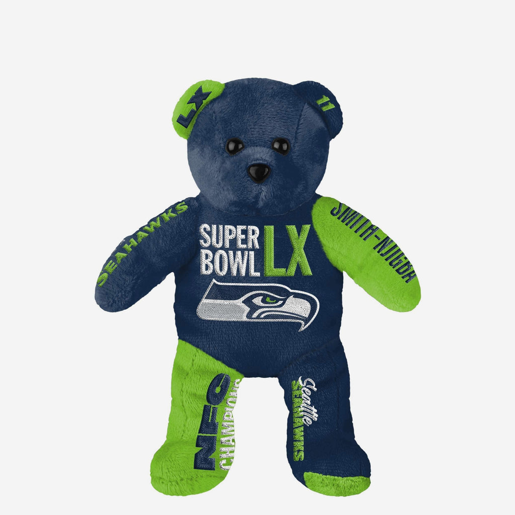 Jaxon Smith-Njigba Seattle Seahawks NFC Champions Super Bowl LX Bound Team Beans Embroidered Player Bear FOCO - FOCO.com