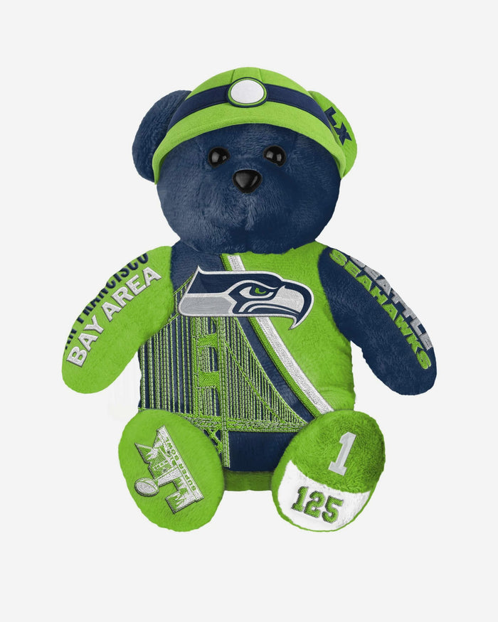Seattle Seahawks NFC Super Bowl LX Bound Team Beans Thematic Embroidered Bear FOCO - FOCO.com