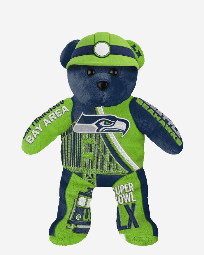 Seattle Seahawks NFC Super Bowl LX Bound Team Beans Thematic Embroidered Bear FOCO - FOCO.com