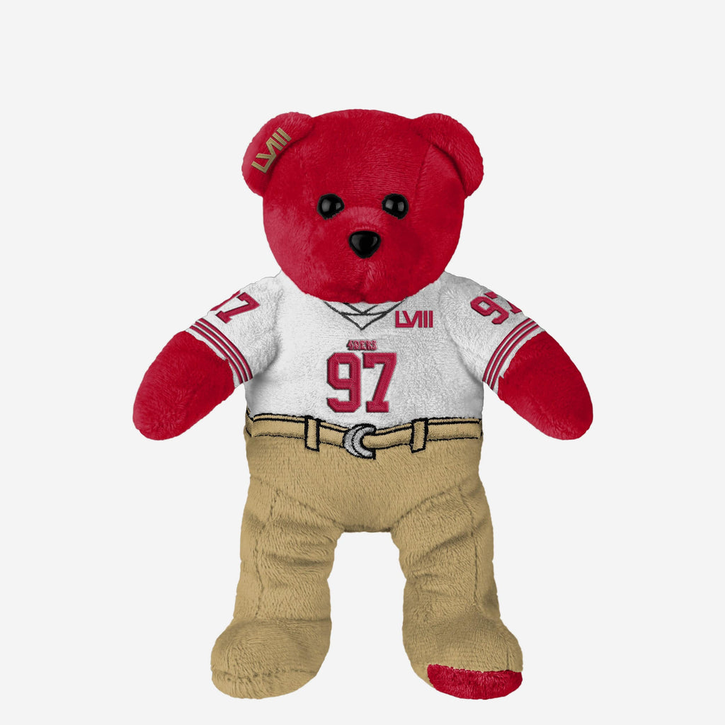 Nick Bosa San Francisco 49ers Super Bowl LVIII White Uniform Team Beans Embroidered Player Bear FOCO - FOCO.com