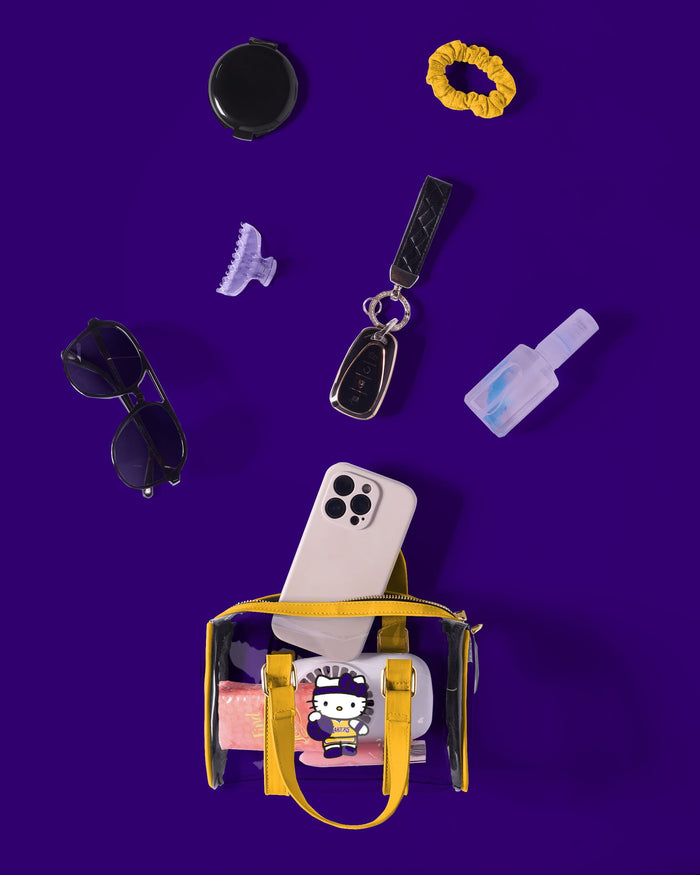 Los Angeles Lakers Hello Kitty® Clear Barrel Bag FOCO - FOCO.com
