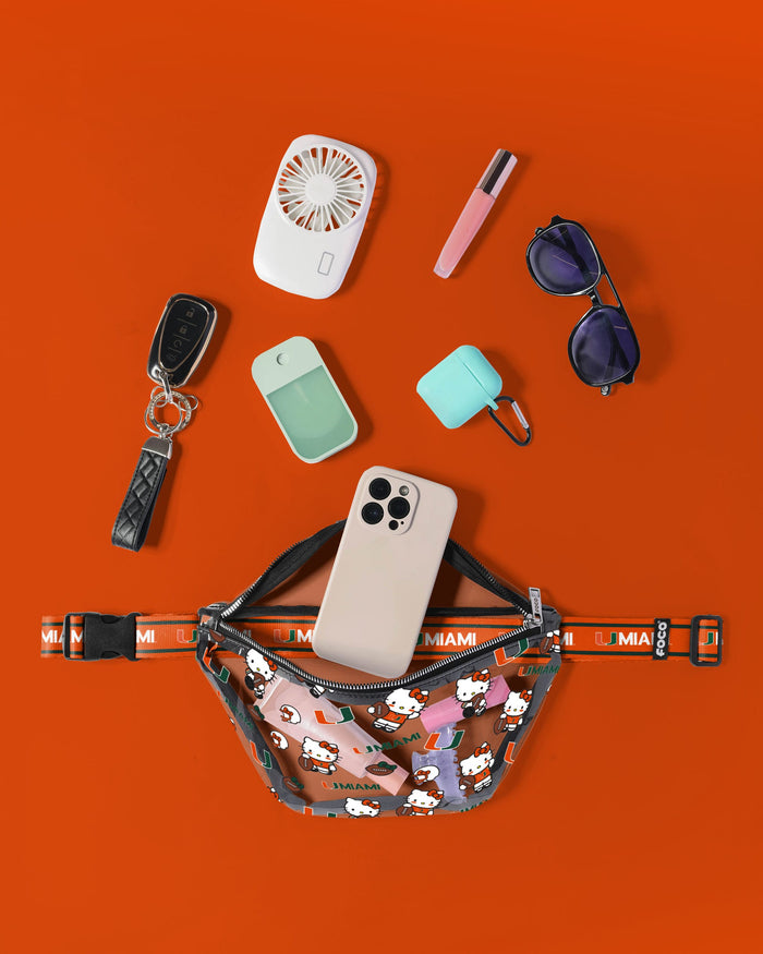 Miami Hurricanes Hello Kitty® Clear Fanny Pack FOCO - FOCO.com