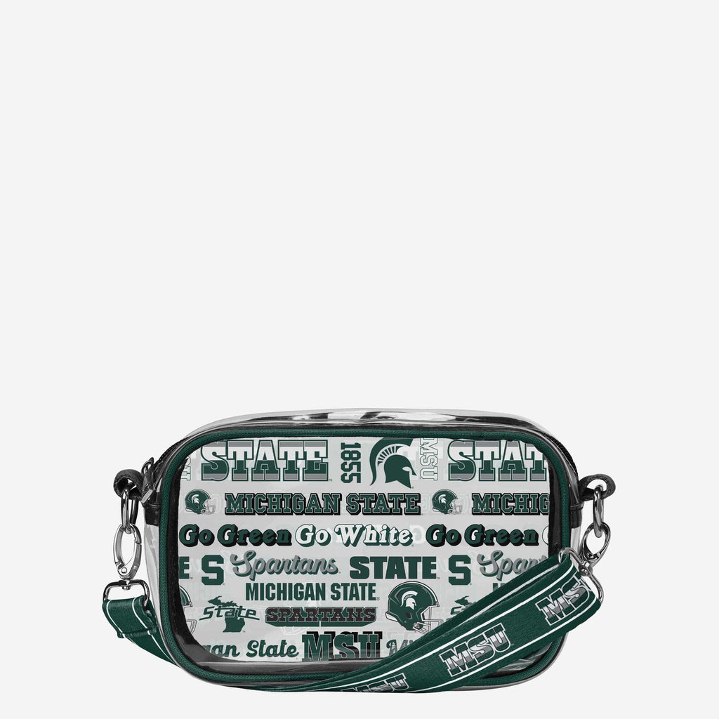 Michigan State Spartans Repeat Retro Print Clear Crossbody Bag FOCO - FOCO.com