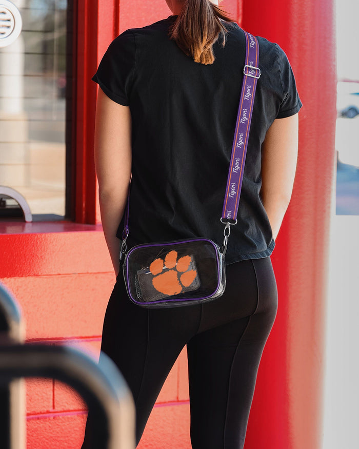 Clemson Tigers Team Stripe Clear Crossbody Bag FOCO - FOCO.com