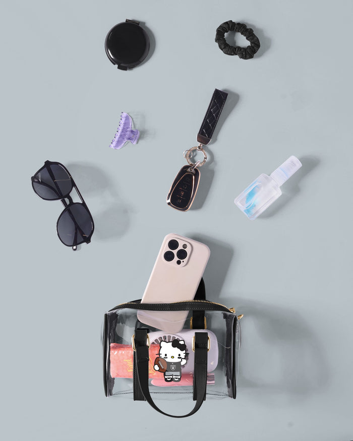 Las Vegas Raiders Hello Kitty® Clear Barrel Bag FOCO - FOCO.com