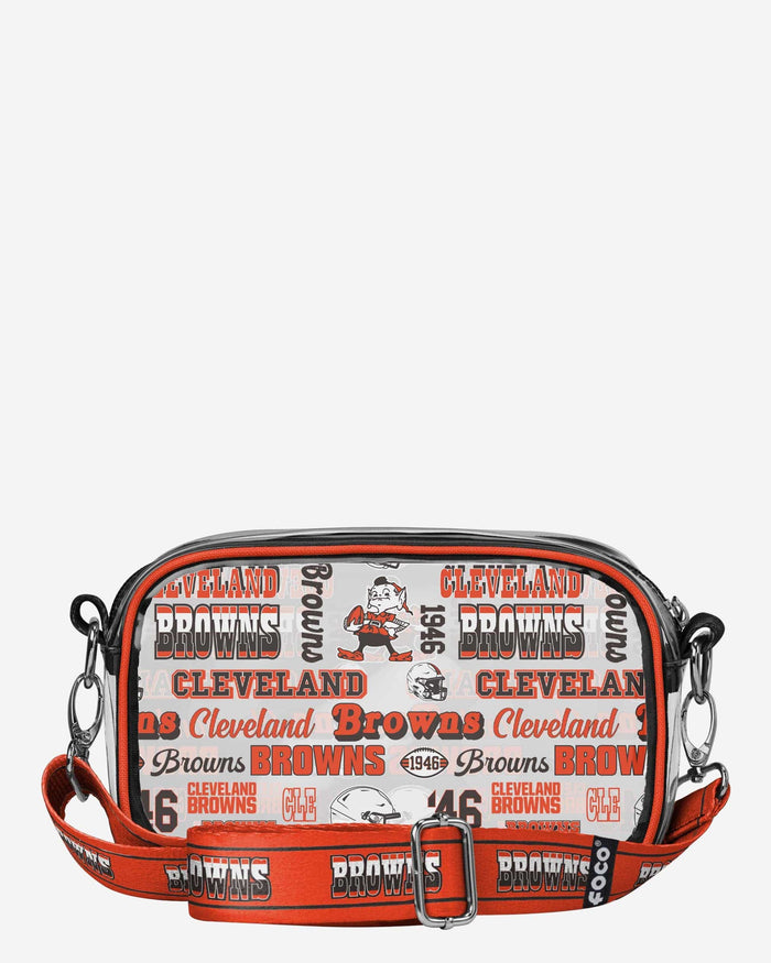Cleveland Browns Repeat Retro Print Clear Crossbody Bag FOCO - FOCO.com