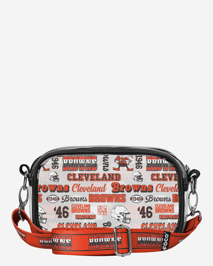 Cleveland Browns Repeat Retro Print Clear Crossbody Bag FOCO - FOCO.com