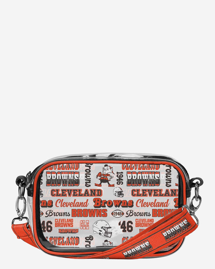 Cleveland Browns Repeat Retro Print Clear Crossbody Bag FOCO - FOCO.com