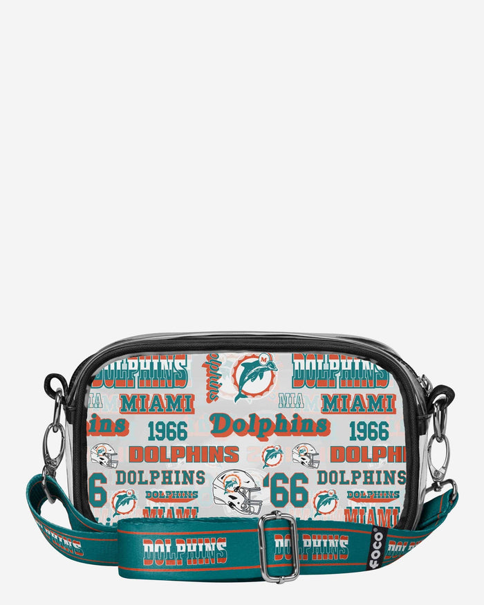 Miami Dolphins Repeat Retro Print Clear Crossbody Bag FOCO - FOCO.com