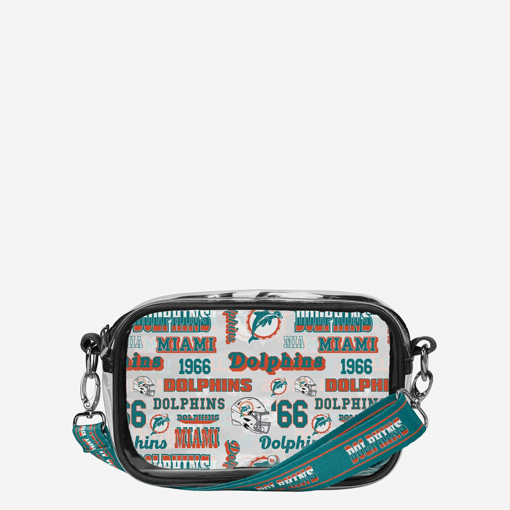 Miami Dolphins Repeat Retro Print Clear Crossbody Bag FOCO - FOCO.com