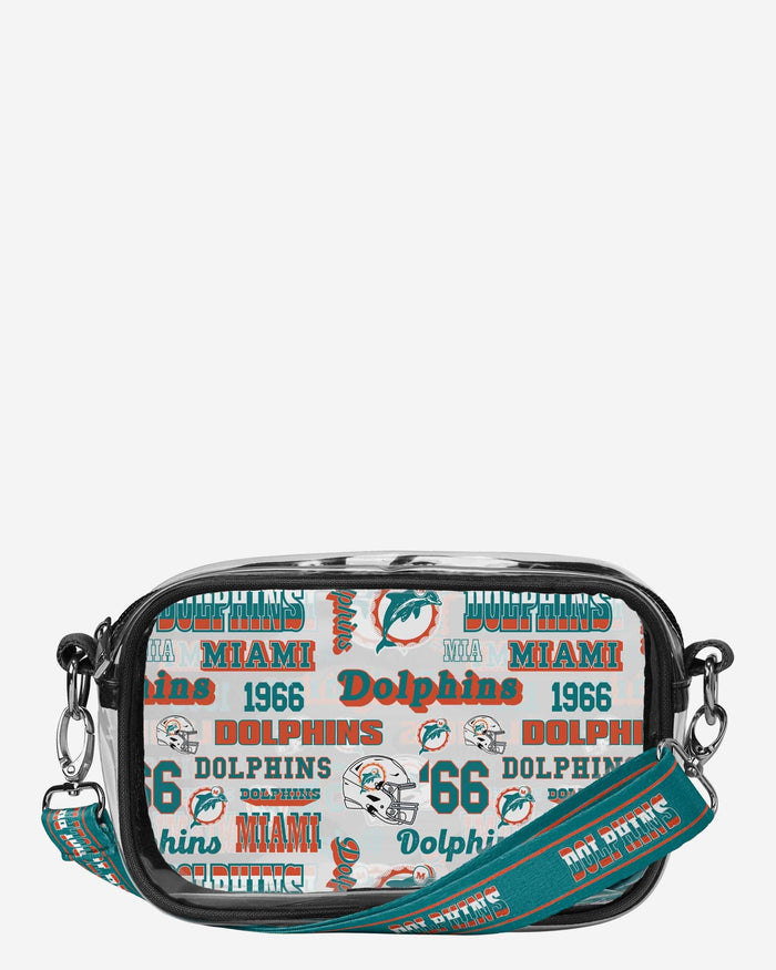 Miami Dolphins Repeat Retro Print Clear Crossbody Bag FOCO - FOCO.com