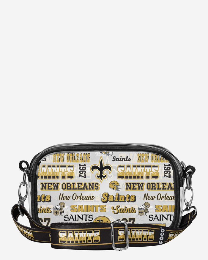 New Orleans Saints Repeat Retro Print Clear Crossbody Bag FOCO - FOCO.com