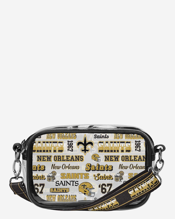 New Orleans Saints Repeat Retro Print Clear Crossbody Bag FOCO - FOCO.com
