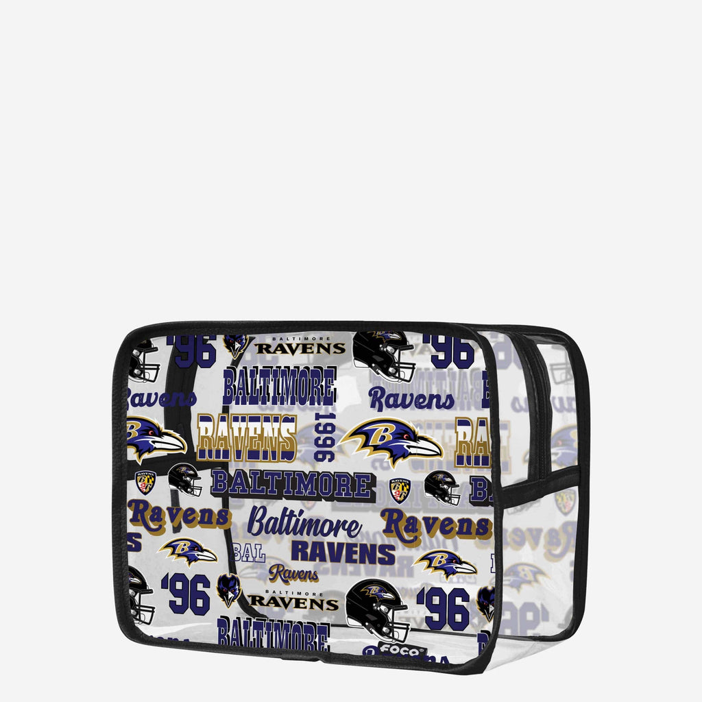 Baltimore Ravens Repeat Retro Print Clear Cosmetic Bag FOCO - FOCO.com