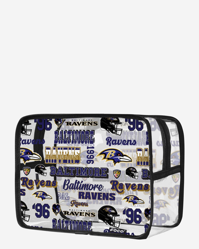 Baltimore Ravens Repeat Retro Print Clear Cosmetic Bag FOCO - FOCO.com