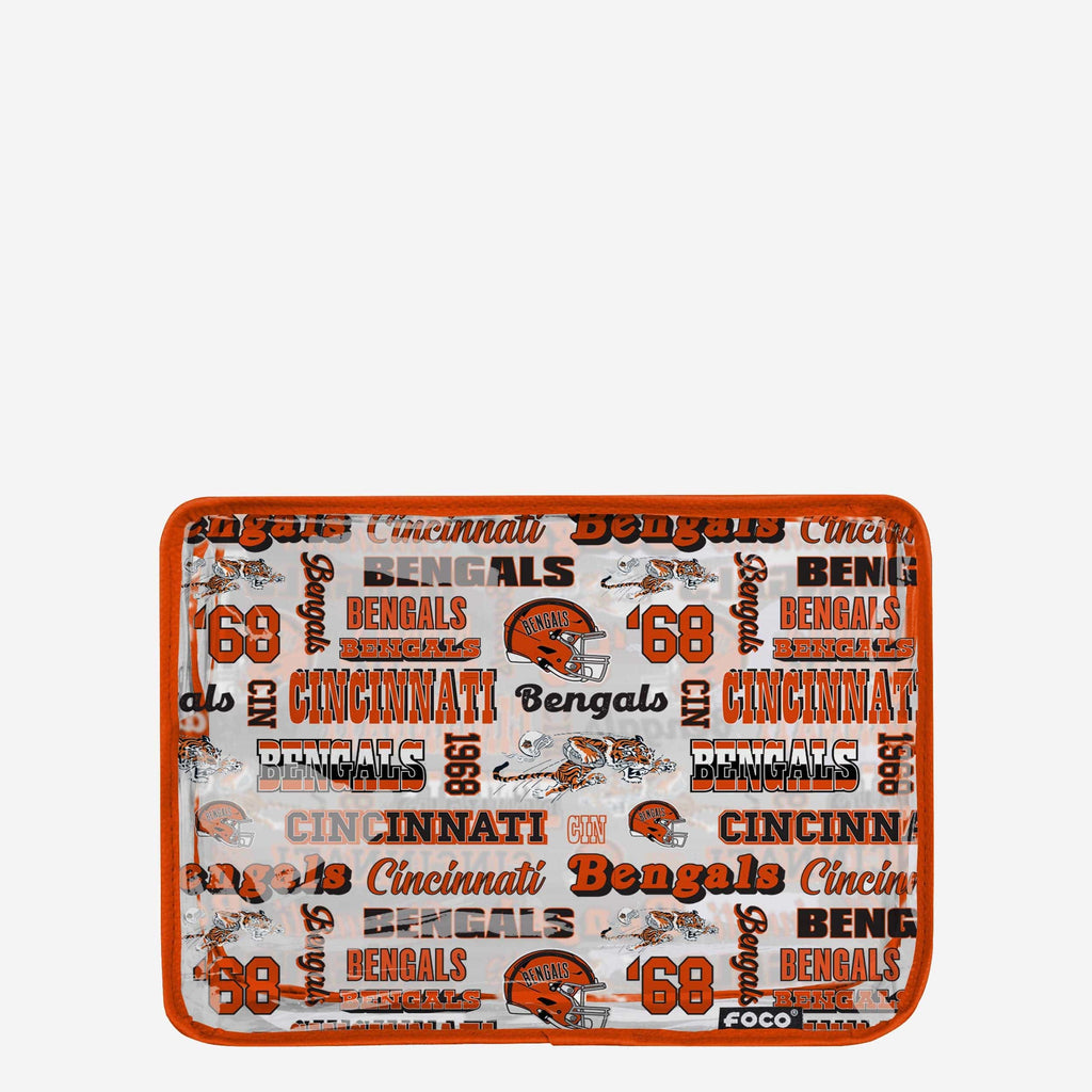 Cincinnati Bengals Repeat Retro Print Clear Cosmetic Bag FOCO - FOCO.com