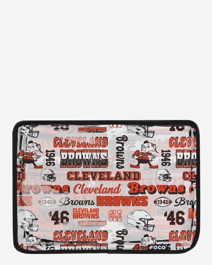 Cleveland Browns Repeat Retro Print Clear Cosmetic Bag FOCO - FOCO.com