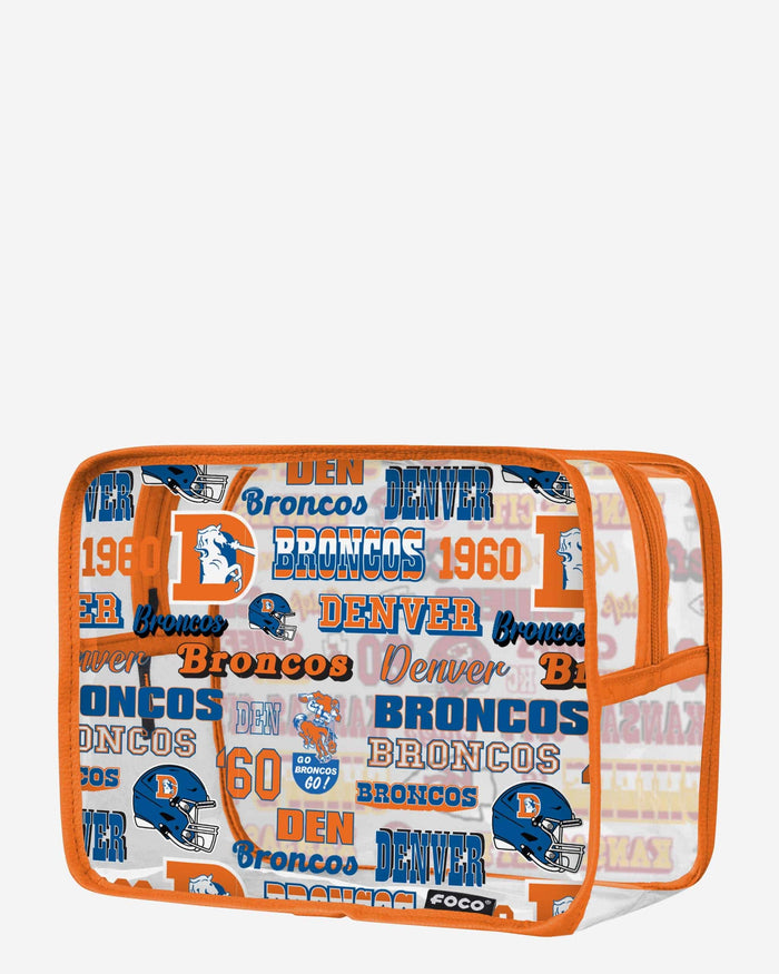 Denver Broncos Repeat Retro Print Clear Cosmetic Bag FOCO - FOCO.com