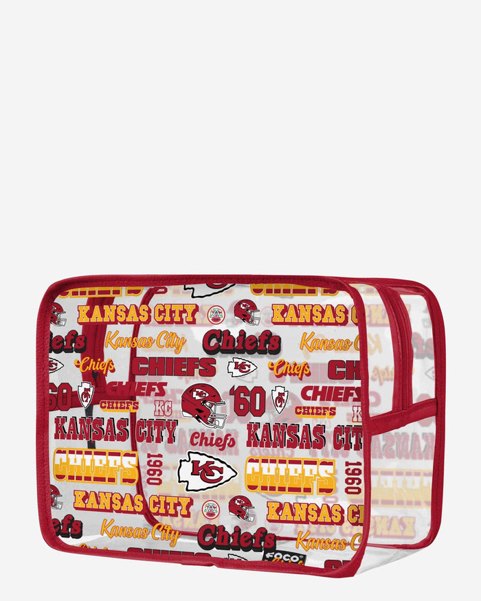 Kansas City Chiefs Repeat Retro Print Clear Cosmetic Bag FOCO - FOCO.com