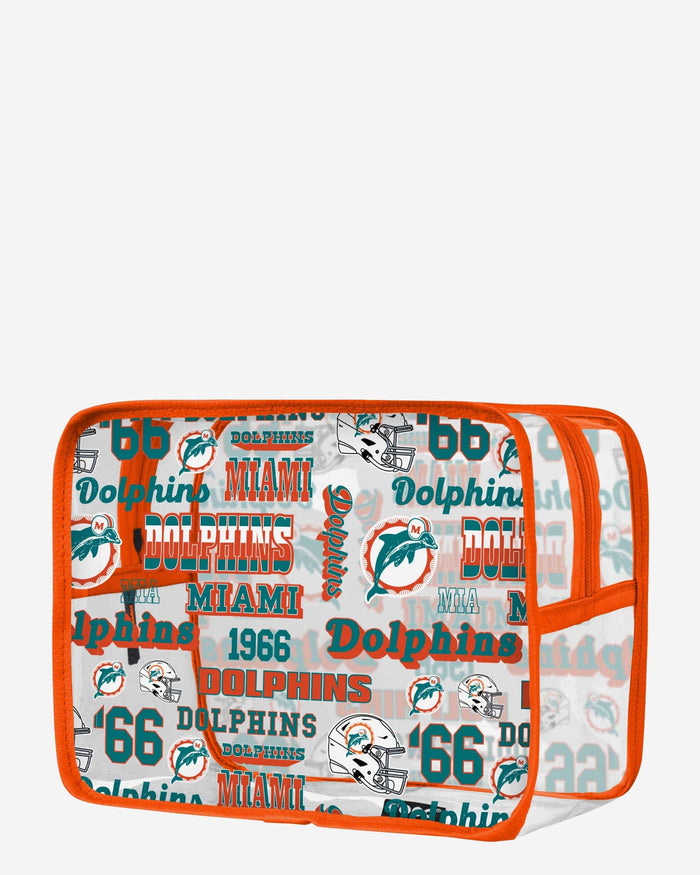 Miami Dolphins Repeat Retro Print Clear Cosmetic Bag FOCO - FOCO.com