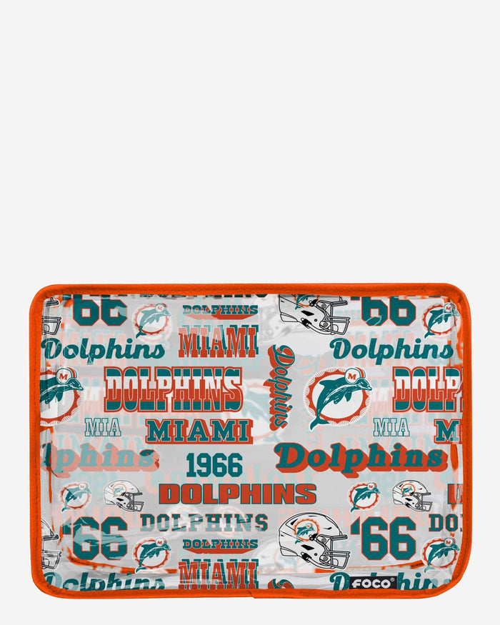 Miami Dolphins Repeat Retro Print Clear Cosmetic Bag FOCO - FOCO.com