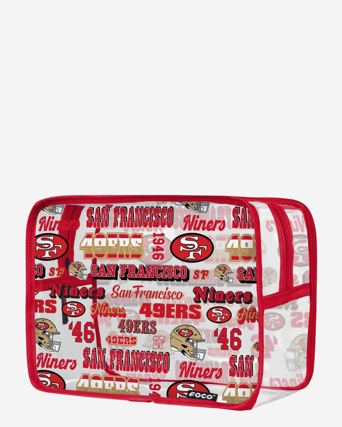 San Francisco 49ers Repeat Retro Print Clear Cosmetic Bag FOCO - FOCO.com