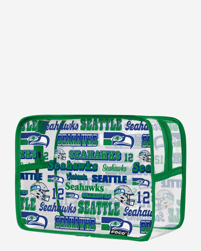 Seattle Seahawks Repeat Retro Print Clear Cosmetic Bag FOCO - FOCO.com